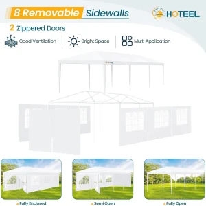 HOTEEL 10x30 Party Tent with 8 Removable Sidewalls for Parties, Weddings, BBQ