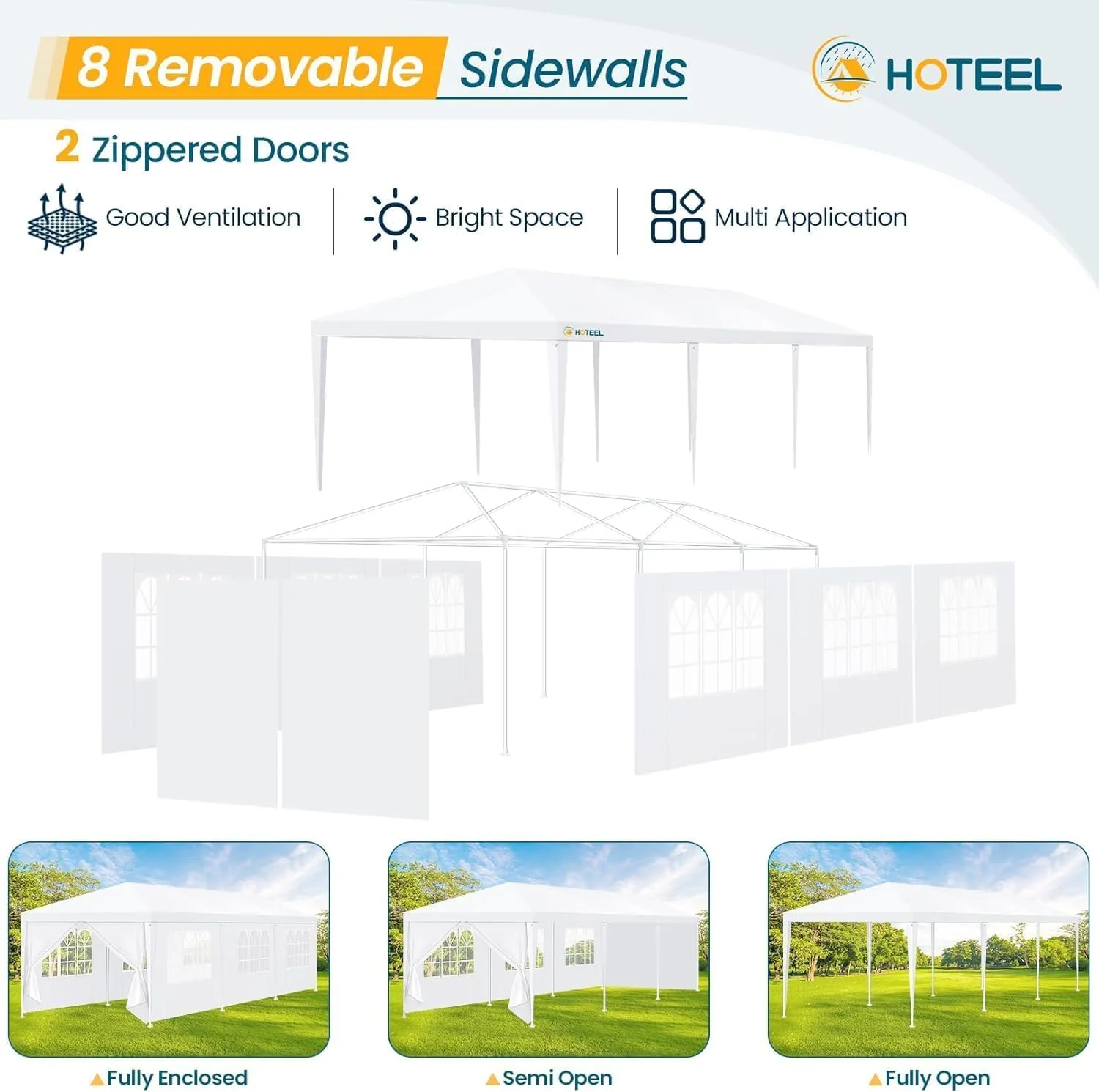 6243ba3b4829748b6b716fee9aed689f6b84c709213750bcbd4eb412a188cd08 HOTEEL 10x30 Party Tent with 8 Removable Sidewalls for Parties, Weddings, BBQ