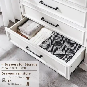 Farmhouse 6 Drawers Dresser Chests, Wood Rustic Chest of Drawers(Grey)