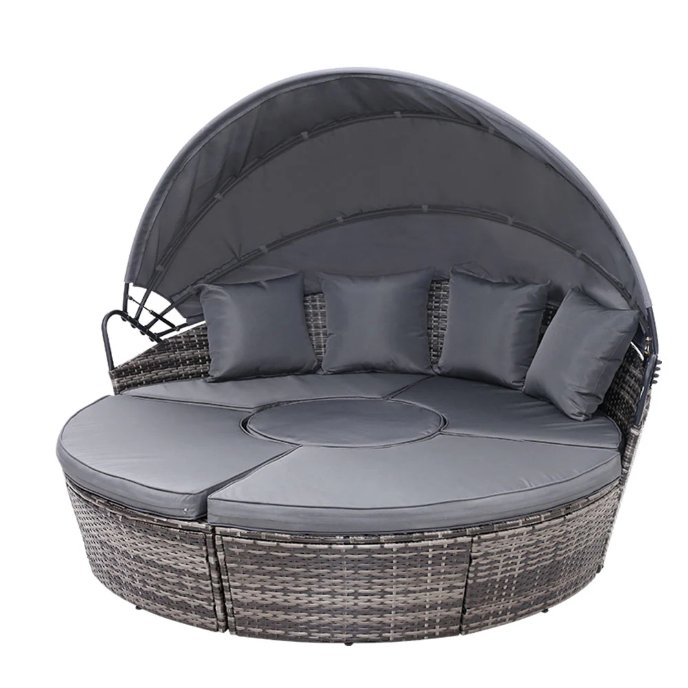 63d8f2c60c4f5cf1ede624c10c893e7bc2d20d10d820a60645d49a0b369fce90 Gardeon Sun Lounge Setting Wicker Lounger Day Bed Patio Outdoor Furniture Grey