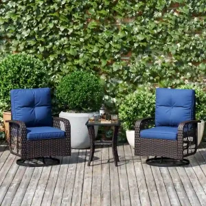 3 Pieces Outdoor Swivel Rocker Chair(Beige)