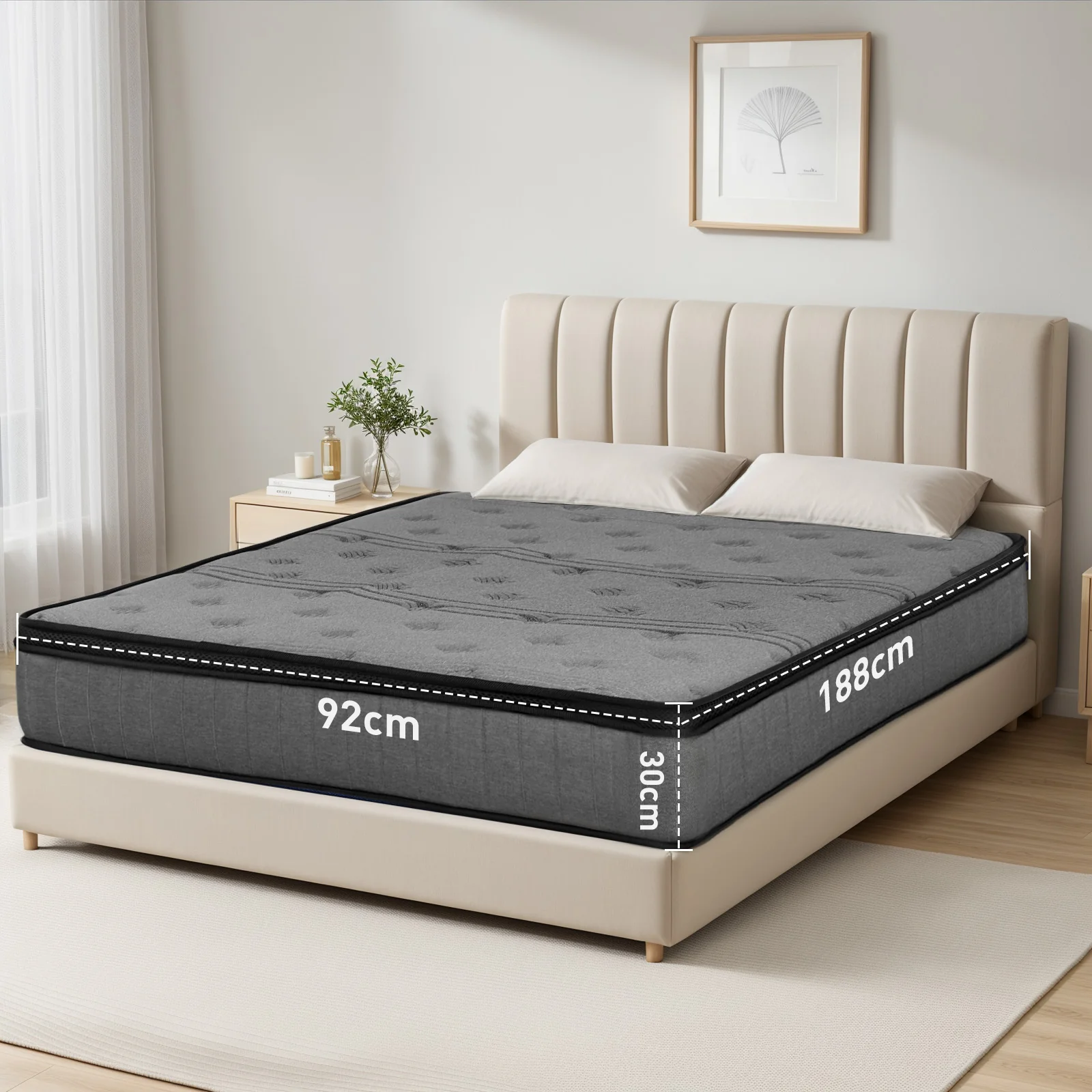 65e4e033be84371fe34768cd9edc59f09274706c1b332f9844f8ecb242d299b6 Mattress Medium Firm 30cm(Single)