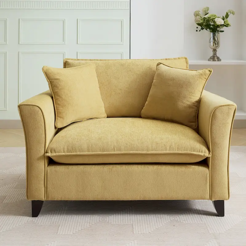 662813e9a590b3dc64afdd22d6753773c52356416d19906b432d6bbdffeac36e Oversized Chenille Fabric Armchair(Yellow)