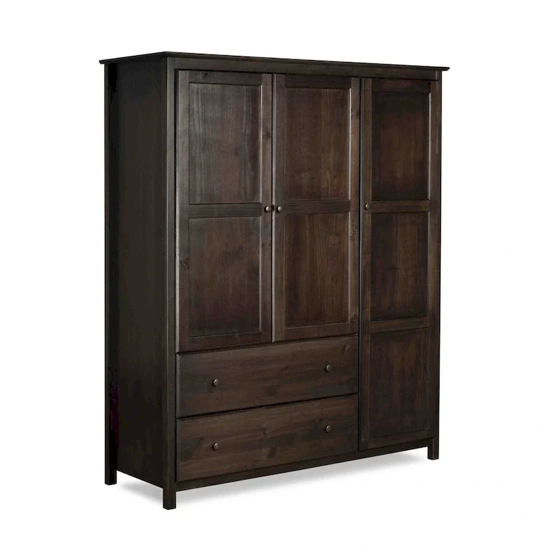 671078a999e036174ac6936c5866c1d2ae0177473b30d1822e7b6406c2f79530 Grain Wood Furniture Shaker Wood 3-door Armoire - 60x72x22(Espresso)