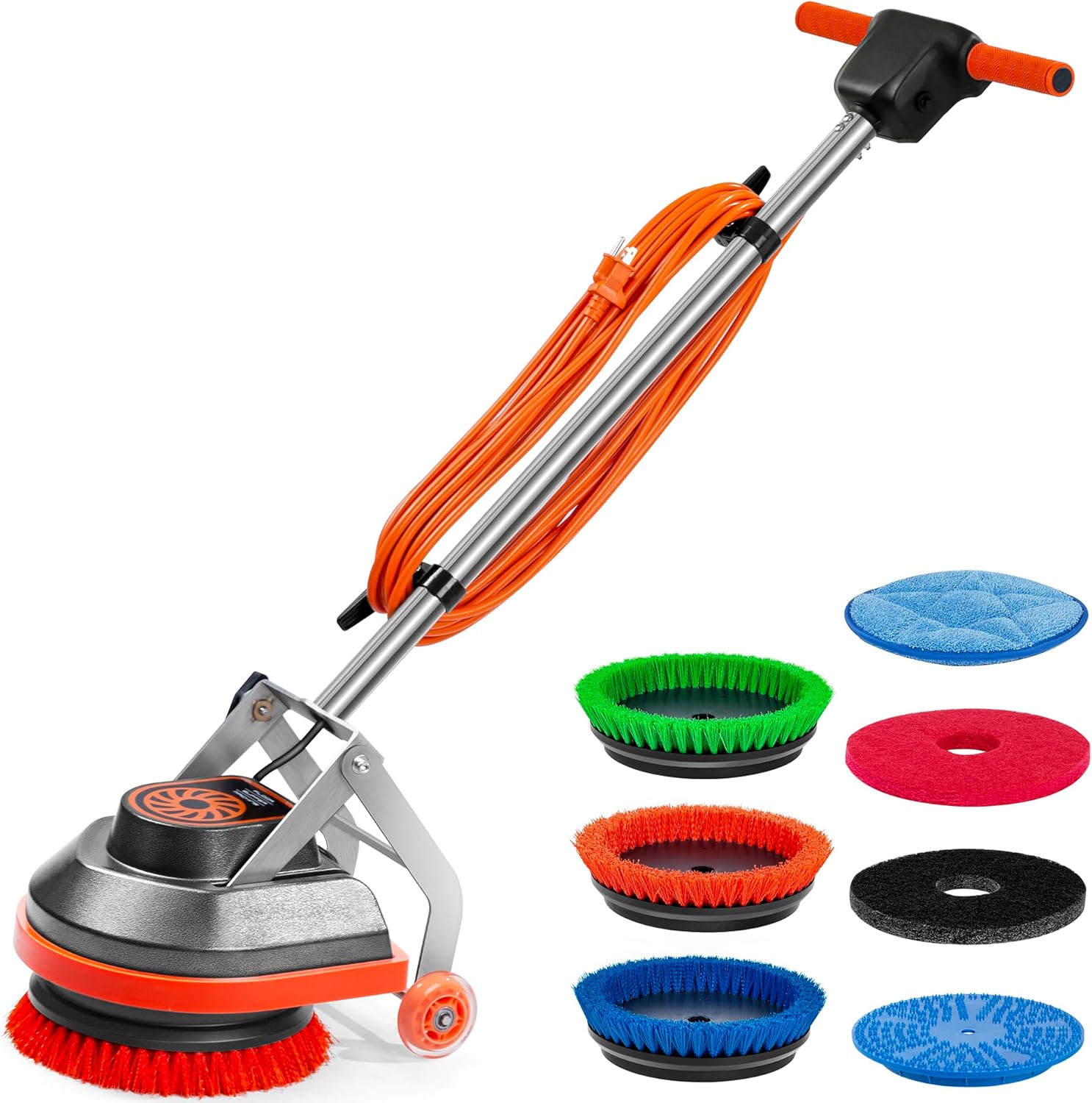 67746e118ac2bcbabe5d66849bc3df4f14eed9137b5bc060f79f1b00e3930194 Commercial Floor Scrubber Machine with Brushes and Pads, Heavy Duty Floor Buffer Polisher and Cleaner- Deep Cleaning Tile and Grout, Hardwood Floors and Carpets without Getting on Hands and Knees