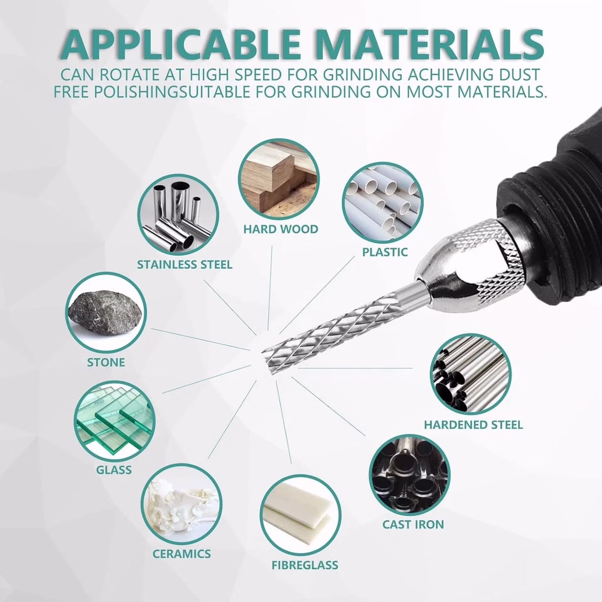 6880789e24d35acd36a28f88eace9d5c5031f69492102be72ba30fea0d4d81b5 KNACK - Carbide Burr Set Die Grinder Bit, 10Pcs 1/8" Shank Double Cut Carbide Rotary Bur
