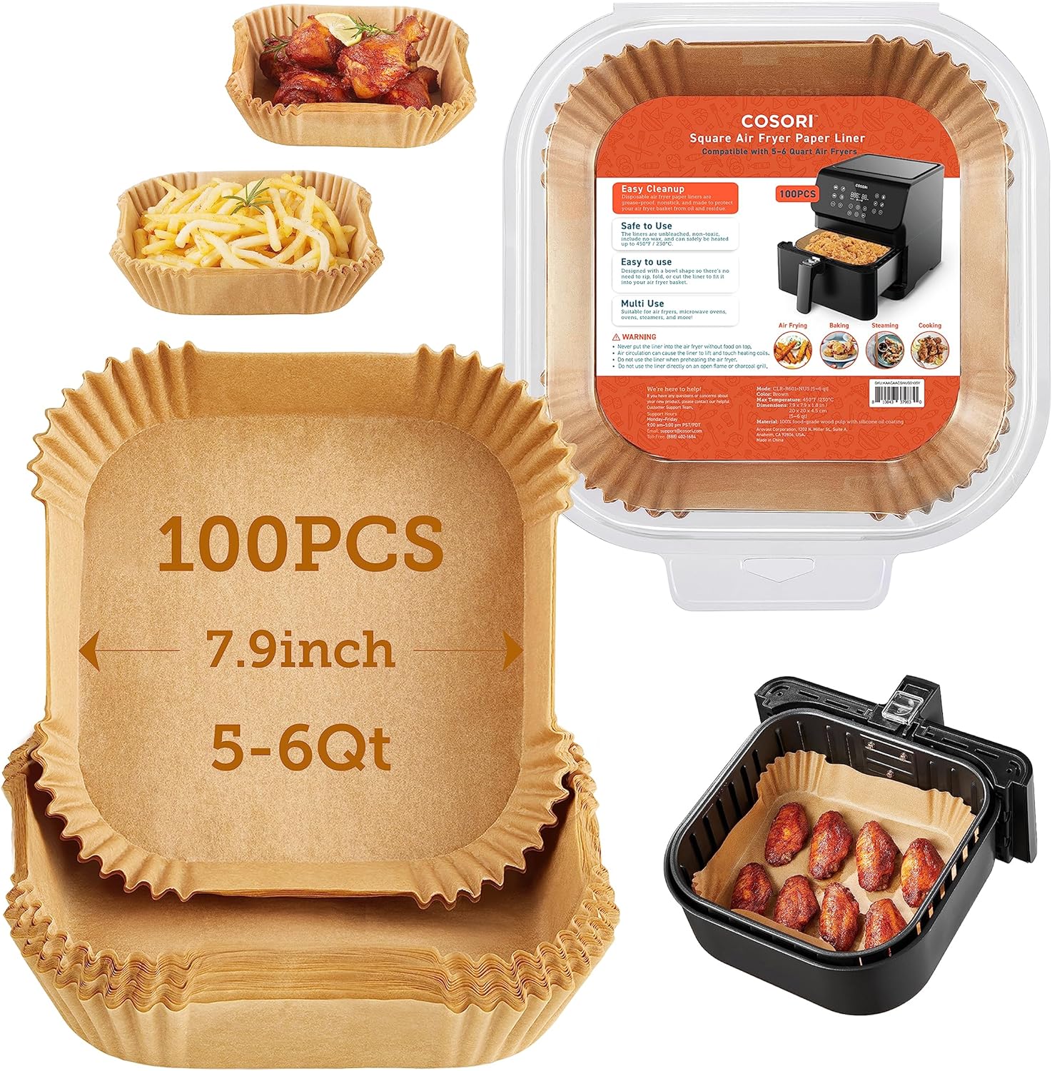 689bd63696784a5a8bef4ed9e472ccc1d90616cae985672463bf43c348e7d79e COSORI Air Fryer 9-in-1 Compact Large 6-Qt Fast Turbo Modes Precise Heat for Even Results(Dark Gray/6QT/Air fryer + Foldable Silicone Liners)
