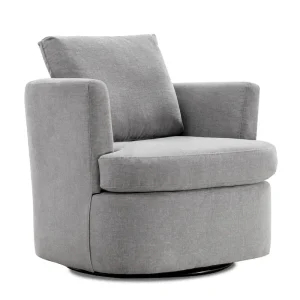 Modern Chenille Upholstered Swivel Accent Barrel Chair Set Modern Swivel Armchair for Living Room(Beige)