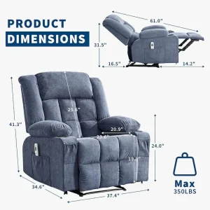 Remote Control Recliner Chair with Heat and Massage(Grey)