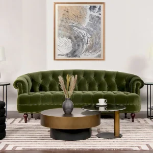La Rosa 84 Mid-Century Modern Velvet Upholstered Chesterfield Tufted Sofa(Burgundy Velvet)