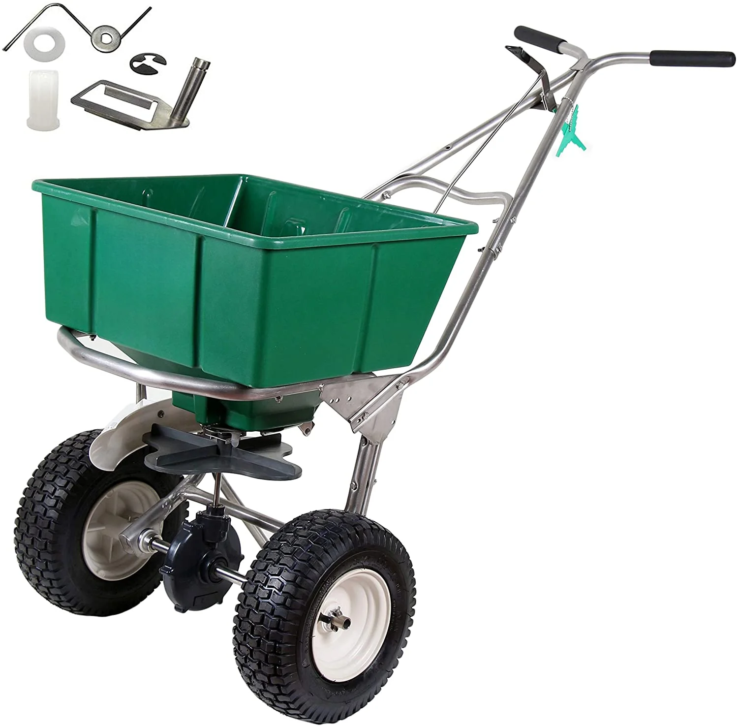 6a4c2c015cf795147ddd6f51c844ba22be867e119daf49f362a55edf5f8194df High Wheel Walk-Behind Fertilizer Spreader with Agitator Repair Kit (Bundle, 2 Items)