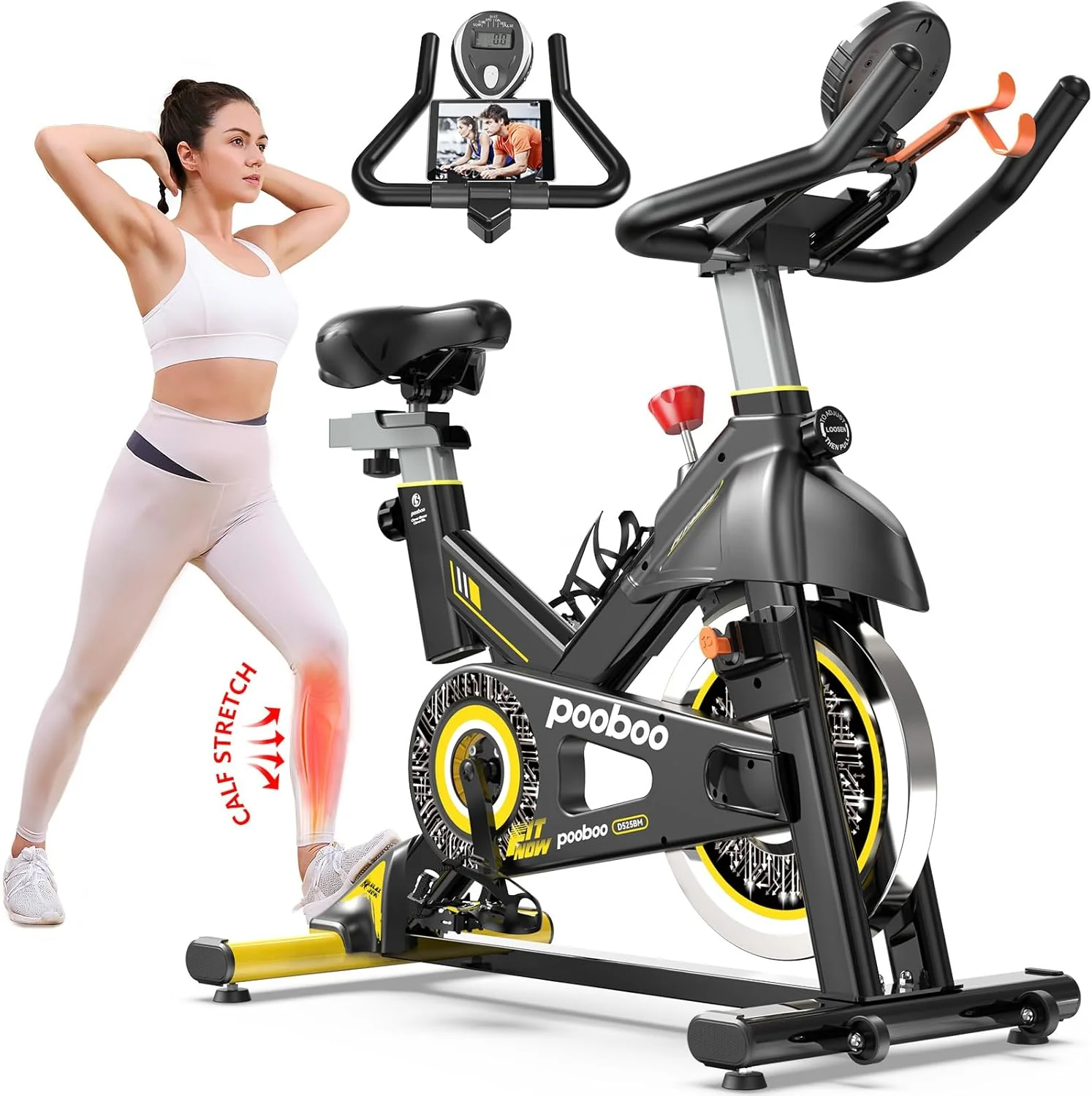 6a7cf6d81f4d5a37c02c859fb55f76b99904a2993699e1767019a8bec138dd19 pooboo Exercise Bike, Adjustable Magnetic/Brake Pad Resistance Silent Belt Drive, Indoor Cycling Bike for Home Cardio, Fitness Stationary Bike with 350lbs/300lbs Weight Capacity Upgraded Version Seat(Pro Friction Resistance-Black)