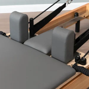 Foldable Pilates Reformer for Home Workouts, Oak Wood Frame, 6 Springs(Black)