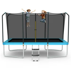 14 x 8FT Outdoor Kids Trampoline with Enclosure Net for Kids Adults(Blue)