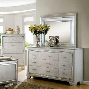 Ruff Crocodile Contemporary Wood 9-Drawer 2-piece Dresser and Mirror Set by Furniture of America(Black)
