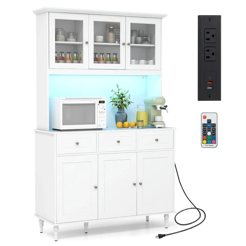 6dd8ee4ebe1f9e48150f36627d698d8c17a8692e1801a1af640d55856056ebcd Gymax 77 Tall Kitchen Pantry Storage Cabinet with LED Lights and(White)