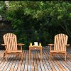 3 Pcs Slatted Design Wooden Adirondack Chair Set with Side Table  2 Folding Lounger Chairs(Default Title)