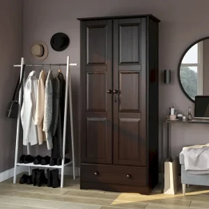 Palace Imports 100% Solid Wood Flexible Wardrobe Armoire with Metal or Wooden Knobs(Mahogany)