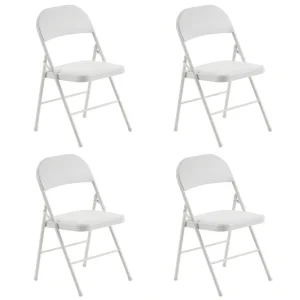 Elegant Foldable Iron  PVC Chairs for Convention  Exhibition White(4pcs-white)