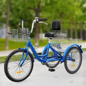 26 Adult Tricycle 3 Wheel Bikes 7 Speed Trike Bike(24/Blue)