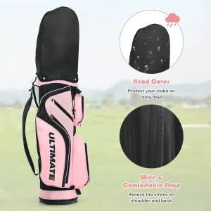 Complete Golf Clubs Package Set 10 Pieces, Includes 460cc Alloy Driver(Pink)