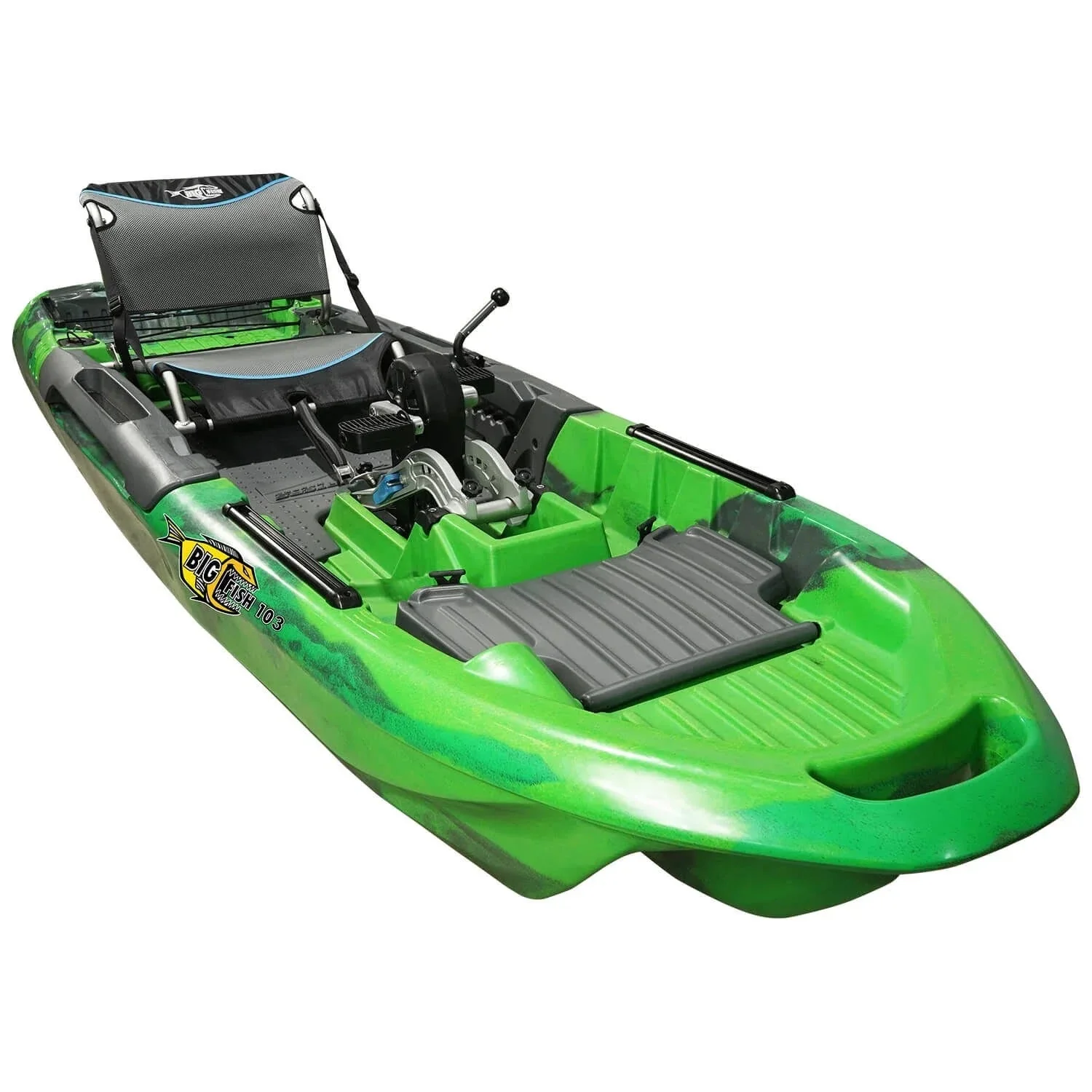 70e982e4296cdf73d894404850e05fb34ea3a5b2007856a1cf75a2c44f92408a 2025 3 Waters Big Fish 103 Pedal-Driven Fishing Kayak, Green-Camo