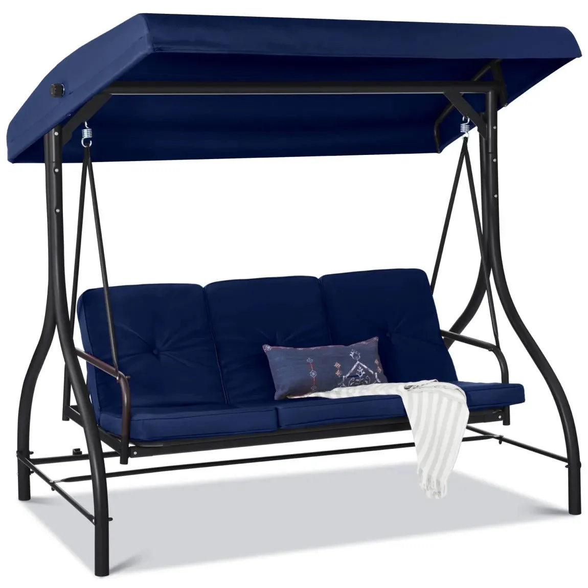 71f585747f7facbd410b48e7fb7547abb42705915b37153481d5e8129b6b727b 3-Seat Outdoor Large Converting Canopy Swing Glider
