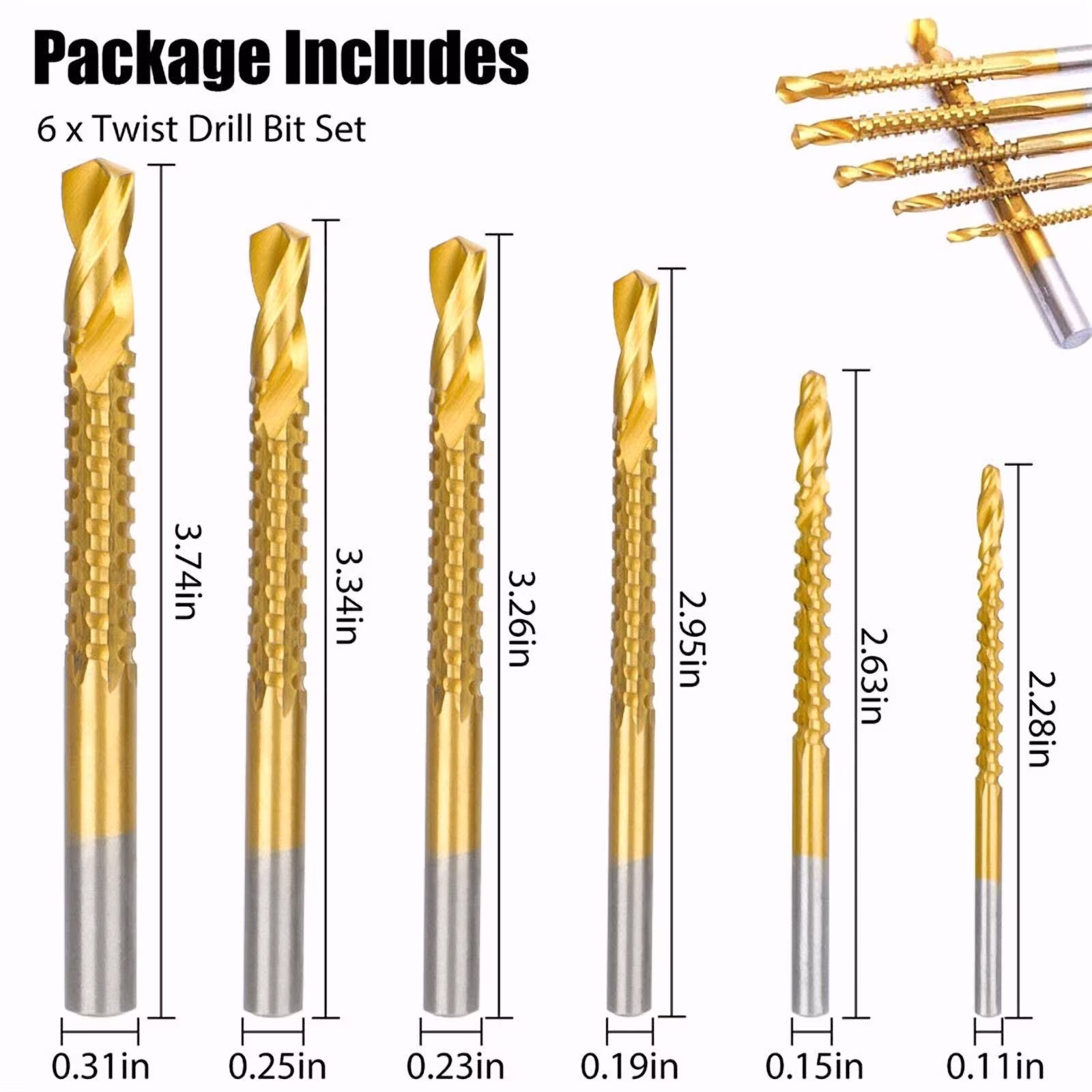 72534f931ab6b85a7c61cc46ccd70175f2c1b85da1966caac697f5158970865f 6Pcs Twist Drill Bit Set Power Tool Accessories Screw Holes For Wood Metal Us