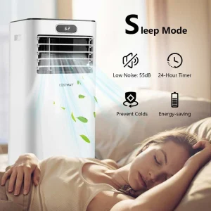 10000 BTU 3-in-1 Portable Air Conditioner Air Cooler Fan Dehumidifier with Remote Control, 24H Timer, Child Lock(White)