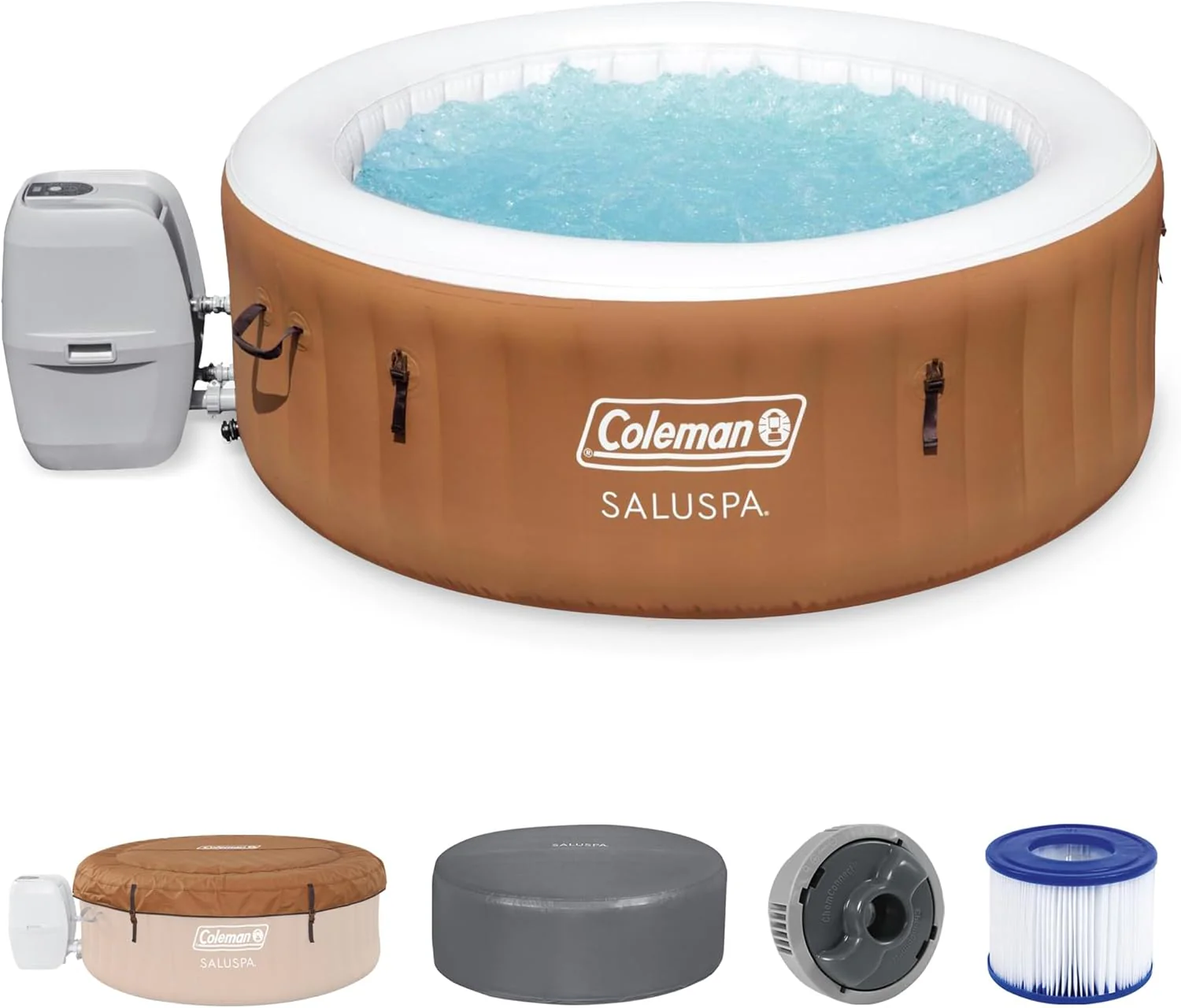 72be4d08a359448096e7b6963500de6068446363d1a3ae8cac2aa4bc10969cc5 Coleman SaluSpa Miami AirJet 2 to 4 Person Round Inflatable Hot Tub Portable Outdoor Spa with 120 Soothing AirJets and Insulated Cover, Black(Orange/Energy Efficient)
