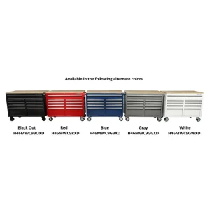 46-in W x 24.5-in D 9-Drawer Mobile Workbench with Hardwood Top and Power Station ¨C Gloss Black(Black)
