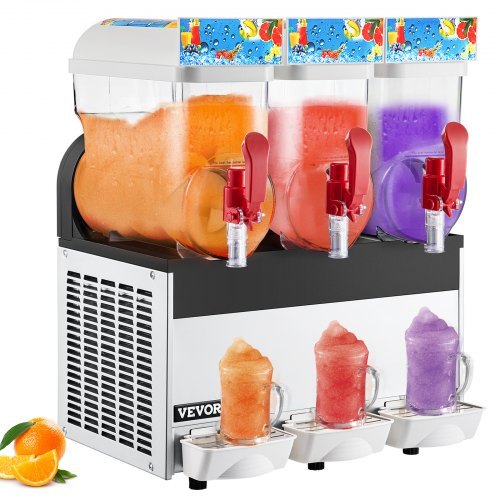 nutrigardens Commercial 3 Tanks Frozen Drink Slush Slushy Making Machine Smoothie Maker 45L(3 x 12 L/Black)