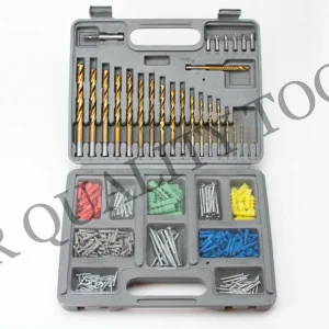 KLYNE - 303Pc Titanium Twist Drill Bit Assortment Set Wall Plug Drill Bit Saw Kit