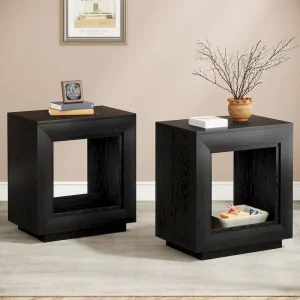 Wood End Table with Storage, Walnut Nightstands for Living Room, Bedroom(Walnut/1PCS)