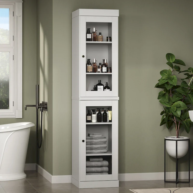 74f49ba381a2424933d46d4b7184d47fd5df5213a4c7ed0bd08b2a2b00df9cfe 100% Solid Wood 16.5 Bathroom Cabinet with Optional Doors by Palace Imports(White-glass)
