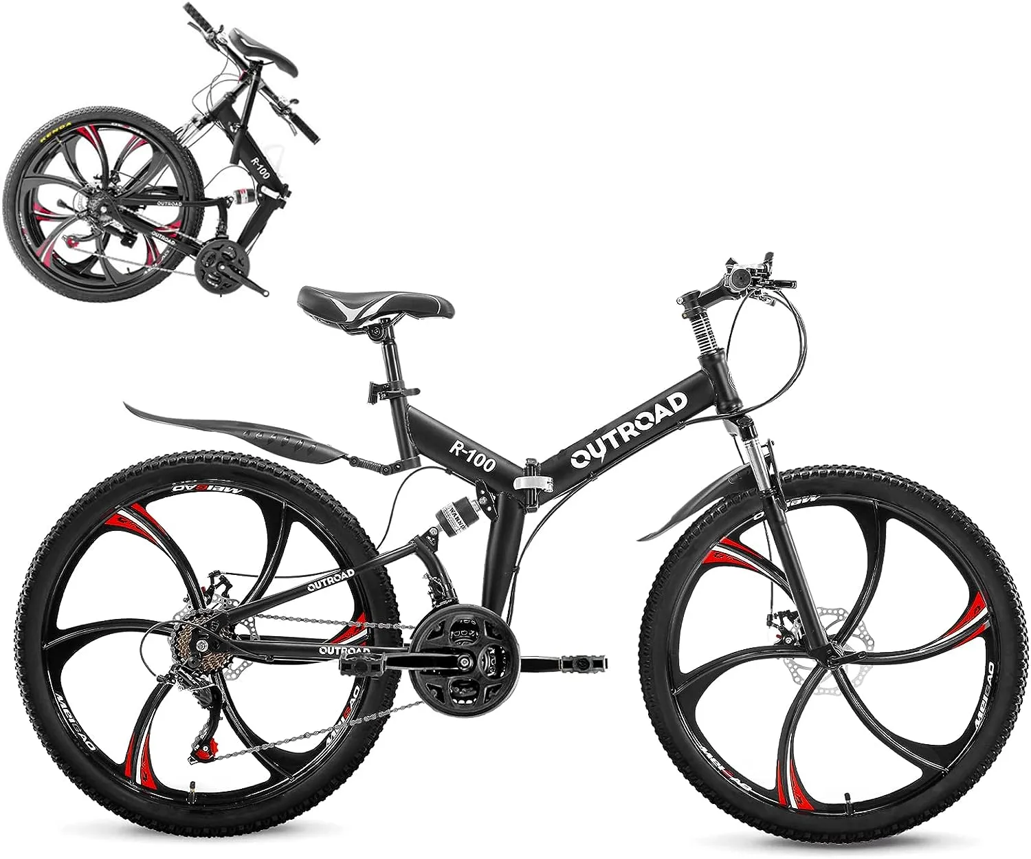 758a10f075964c2a9b9fecd6541e5ab22899d1d17f8a877214a03365fa69a471 Outroad Folding Mountain Bike 26 Inch for Adult, 21-Speed Dual Suspension MTB Foldable Bicycle