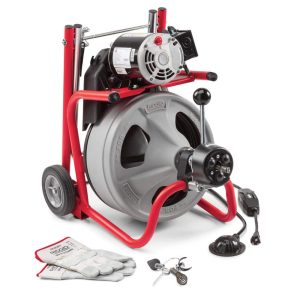 K 400 Drain Cleaning Snake Auger 120 Volt Drum Machine with C 32IW 3/8 in. x 75 ft. Cable   4 Piece Tool Set  Gloves 52363