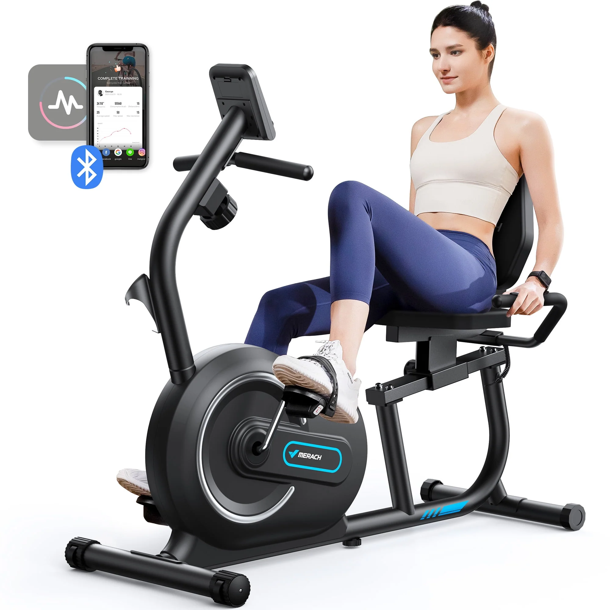 77ab5d6860f0b8fd90e4e33146edbbd215d052f141ef6a0eb49d4e73fd3b9083 MERACH Recumbent Exercise Bikes for Home Sit Down Stationary Bicycle Magnetic 8 Levels Resistance Indoor Cycling Bike with Free APP(Default Title/ONESIZE)