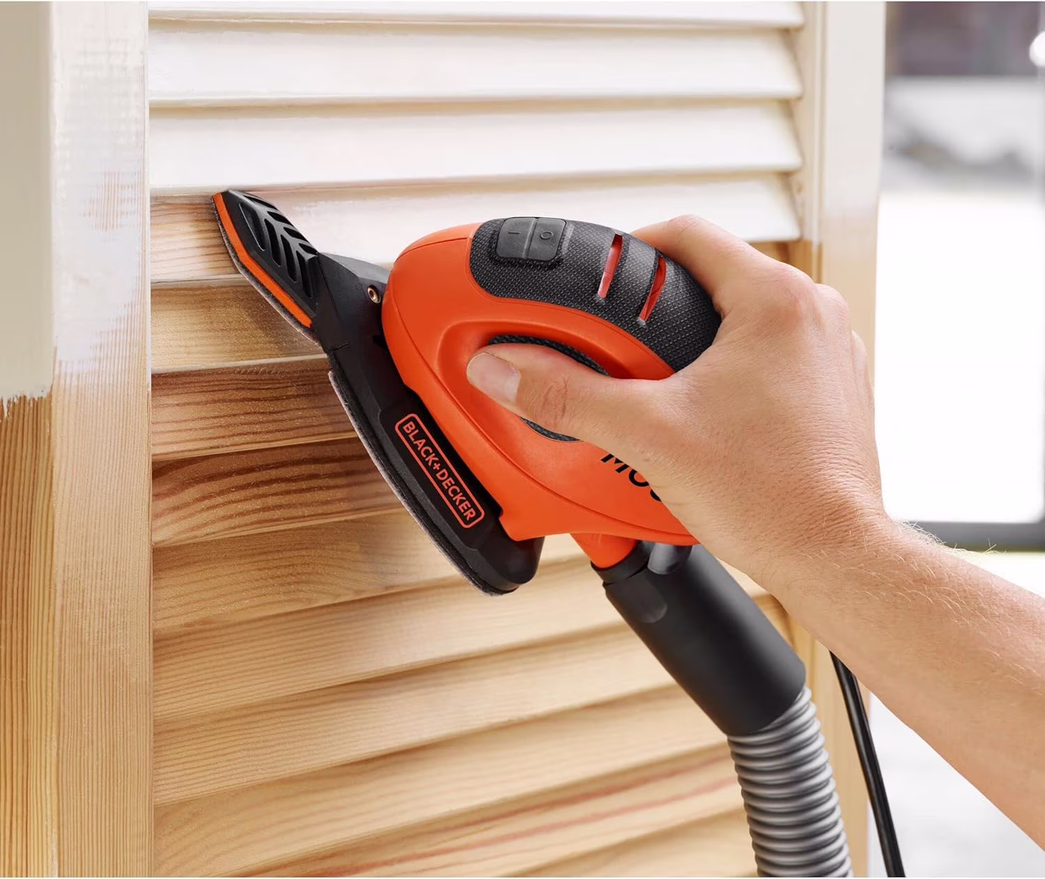 BLACK DECKER Mouse Detail Sander with 2m cable, includes 6 Sanding Sheets, 55W, 240V, BEW230-GB