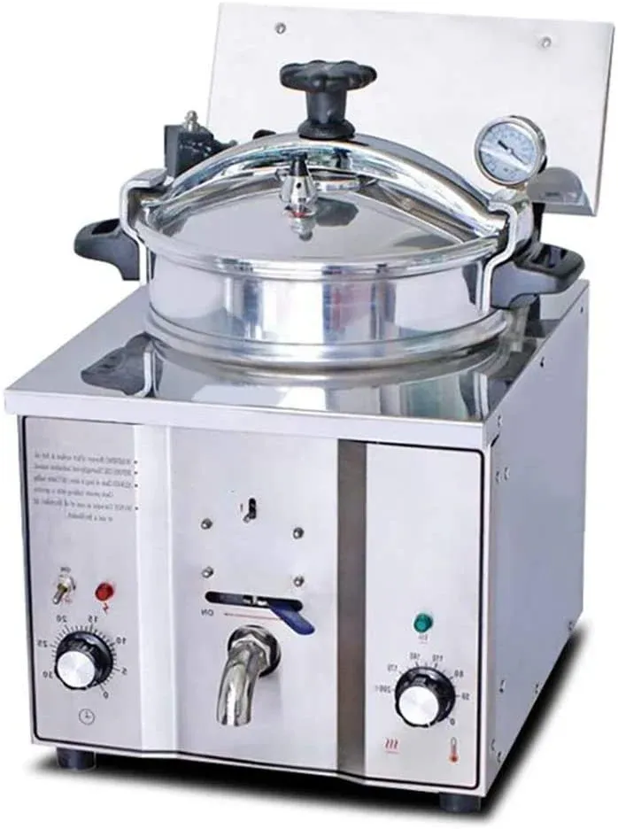 77b775de74bf4a6a3423c55b57ba462e15771b20c772e27e56cb97ab76913014 16L Pressure Fryer Commercial Electric Countertop Stainless Steel Cooking Machine Chicken Fish