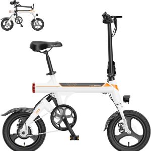 Jasion EB3 Electric Bike Adults 21mph, 500W Peak Motor, 270Wh Battery, Rear Suspension, 3 Levels Assist, 14prime;prime; Folding Ebike for Adults and Teens, Complies to UL2849