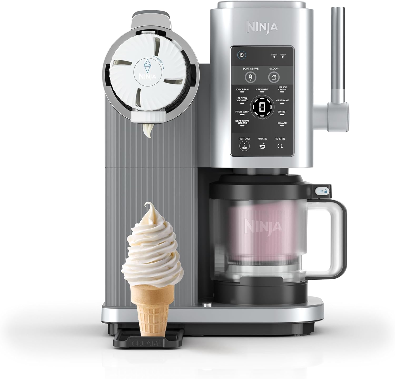 783106c673ae2946b167437e74b825ca6271afc7f0203c21cbc32beba1c79172 Ninja CREAMi Deluxe 11-In-1 Ice Cream Frozen Treat Maker, Frozen Dessert Machine, Makes Icecream, Slushie, Gelato, Sorbet More, 2-in-1 Flavour Option, Includes 3 Tubs, NC501ANZ, Cloud Silver(NC701ANZ)