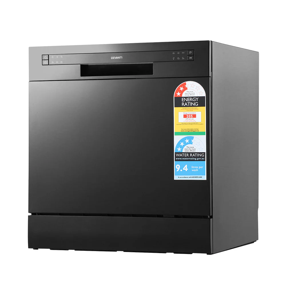 78551c900ebe7c783ab9235ed52a7ce146250cb0b3fb197141a45ab8920679c3 Devanti 8 Place Settings Benchtop Dishwasher Black