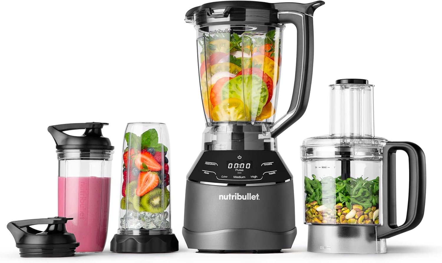 786fd755f112312eb72f38da6b9375fcb464839cf25e9fabd503b2abb17ffdf2 NutriBullet Smart Touch Triple Prep System Blender 1500W, Black, Full-sized Blender - Personal Blender - 7-Cup Food Processor In One (NBKS07100)