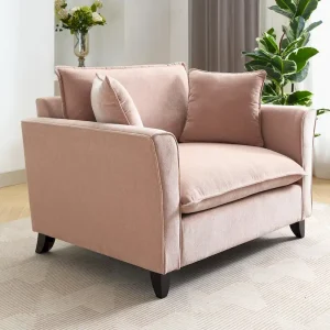 Oversized Chenille Fabric Armchair(Yellow)