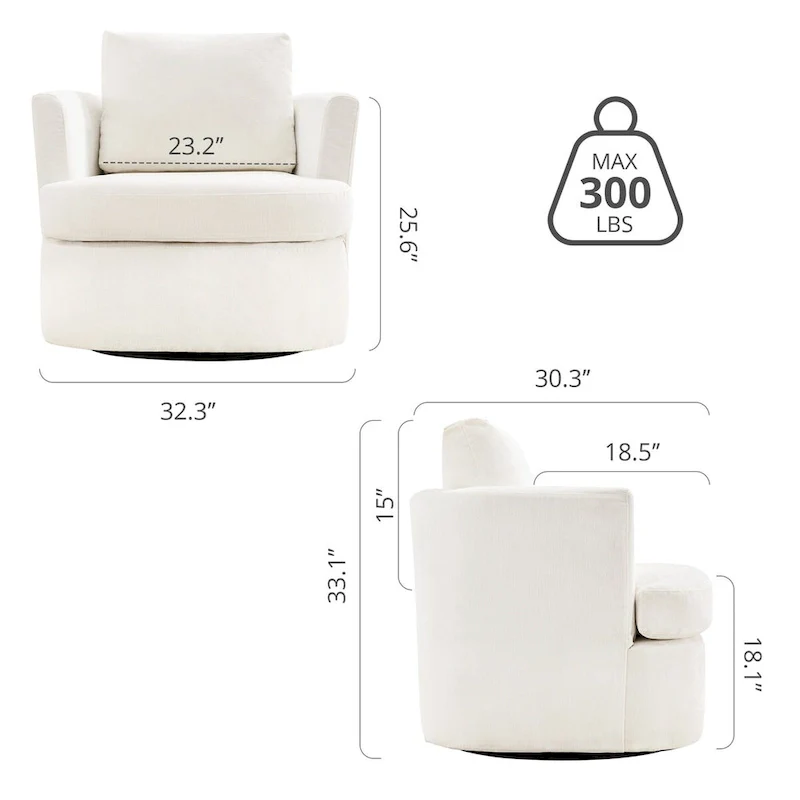 7a06de415b9332abced09bfbe87a5720952ebc68490a8163abd4bfd5a302dabf Modern Chenille Upholstered Swivel Accent Barrel Chair Set Modern Swivel Armchair for Living Room(Beige)
