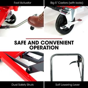 T-REX 300KG Hydraulic High Lift Double Scissor Trolley, 1.3M Max Platform Hgt, Heavy-Duty, for Material Handling(Default Title)