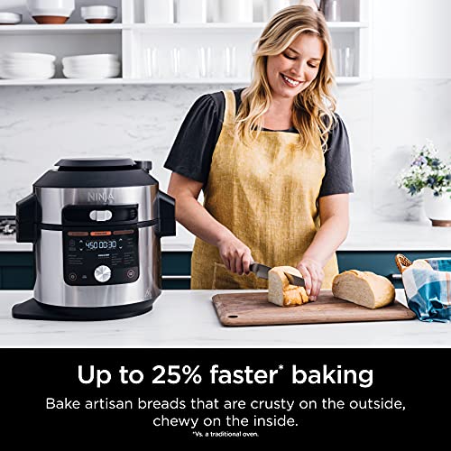 7b8656272fceaa9901ffefb05e6317da25a3de056241faa297dc0431d332329d Ninja OL701 Foodi 14 in 1 SMART XL 8 Qt. Pressure Cooker Steam Fryer with SmartLid Thermometer Auto Steam Release, that Air Fries, Proofs More, 3 Layer Capacity, 5 Qt. Crisp Basket, Silver/Black(6.5 Quarts/2-Layer Meals)
