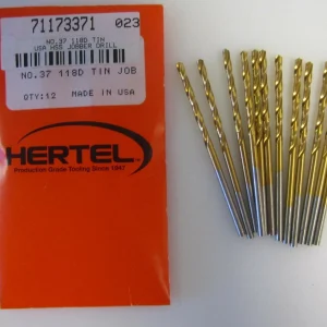 KLYNE - High Speed Steel Jobber Drill #37 118 Degree Point Angle, Tin Coated, Rh, 12Pk