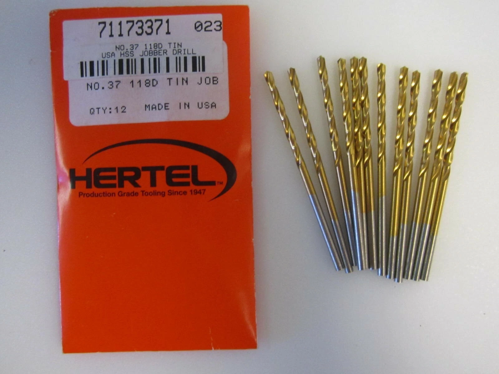 7bf834eb3f1241dd18bd58994bab968e026d508e03964dd4de6e24eaf4c31b8e KLYNE - High Speed Steel Jobber Drill #37 118 Degree Point Angle, Tin Coated, Rh, 12Pk